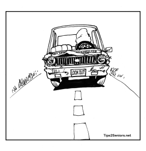 Diane's Mom Driving -Illustration from the new resource guide "Your Senior Housing Options."